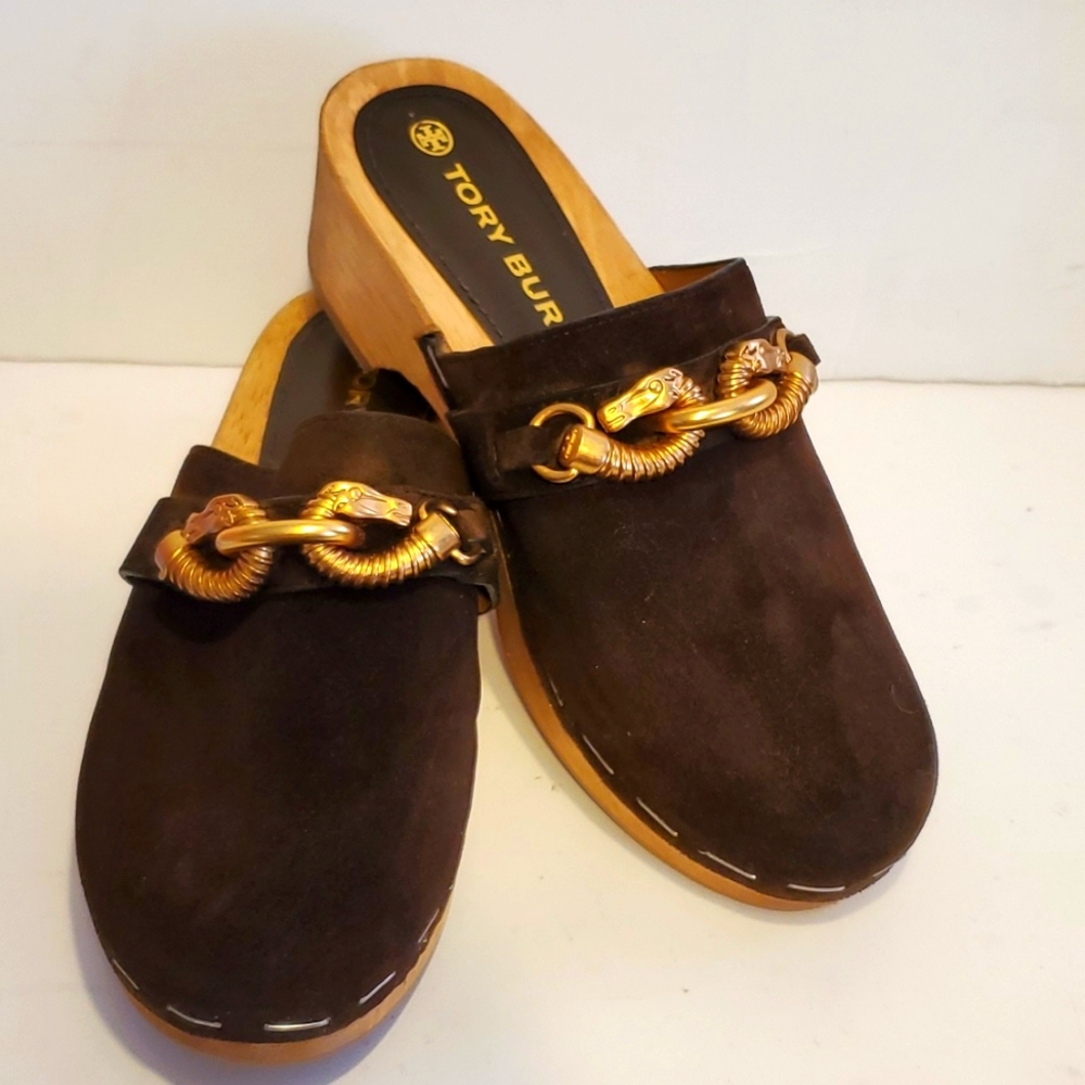 Tory Burch Women Jessa Platform Heel Horsebit Logo Clogs Size 5.5M NWOT'S - Picture 2 of 13